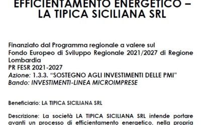 La pasticceria La Tipica Siciliana Srl ottiene in contributo di Regione Lombardia a valere sul Bando Investimenti – Linea Microimprese